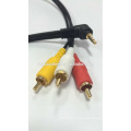 Connecteur 3,5 mm à 3 câbles rca mâle à mâle angle droit 1 à 3 vidéo audio